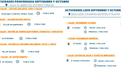 Actividades Cocemfe León Septiembre y Octubre 2021