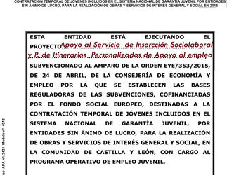 Contratación temporal de jóvenes incluidos en el Sistema Nacional de Garantía Juvenil, por entidades sin ánimo de lucro, para la realización de obras y servicios de interés general y social