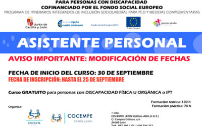 Curso de Asistente Personal. Ampliado el plazo de inscripción.