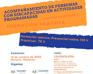 Formación gratuita en Acompañamiento a personas con discapacidad en actividades programadas