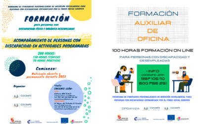 Cocemfe León llevará a cabo durante 2023 las formaciones de “Acompañamiento de Personas con Discapacidad en Actividades Programadas” y “Auxiliar de Oficina»