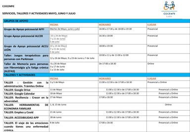 Actividades gratuitas Cocemfe León