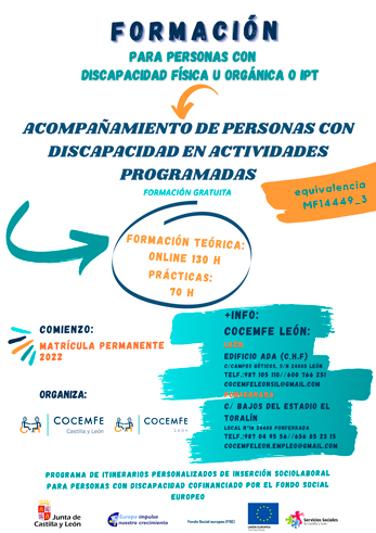 Formación en «Acompañamiento a Personas con Discapacidad en Actividades Programadas»