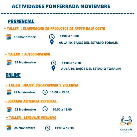 Actividades Cocemfe León en noviembre en Ponferrada